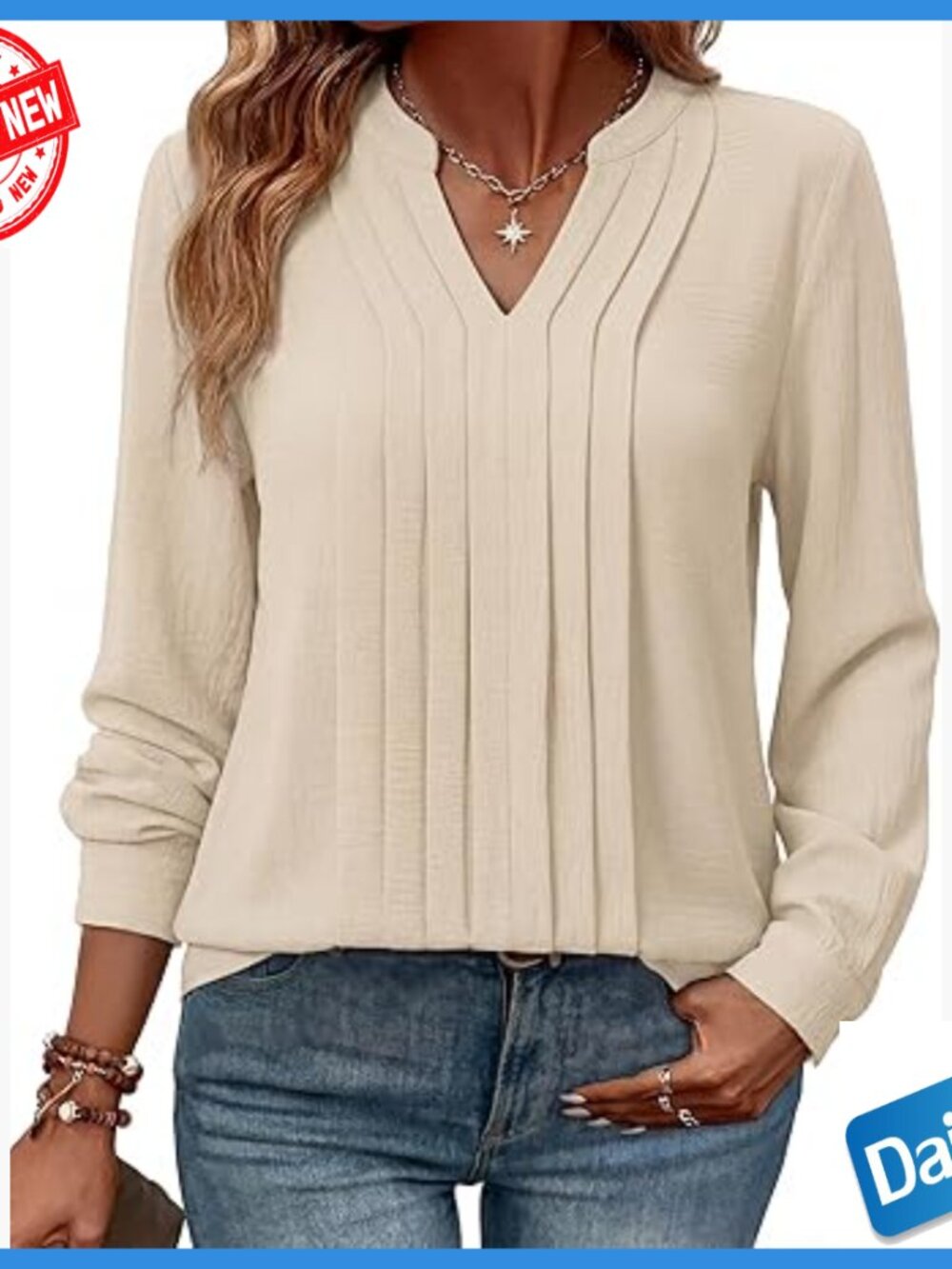 Long Sleeve V-Neck Blouse Polyester Spandex Work Casual Versatile Top